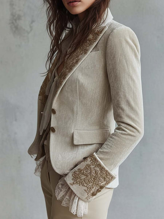 Constanza | Blazer Sastre Bordado Marfil