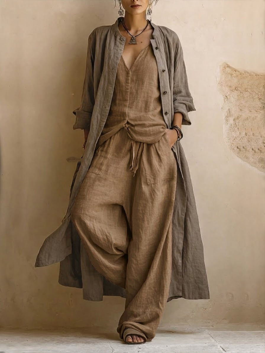 Amelia | Conjunto de Tres Piezas con Chaqueta Larga